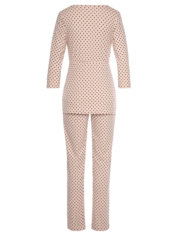 LASCANA Umstandspyjama in beige schwarz gepunktet günstig kaufen 32/34