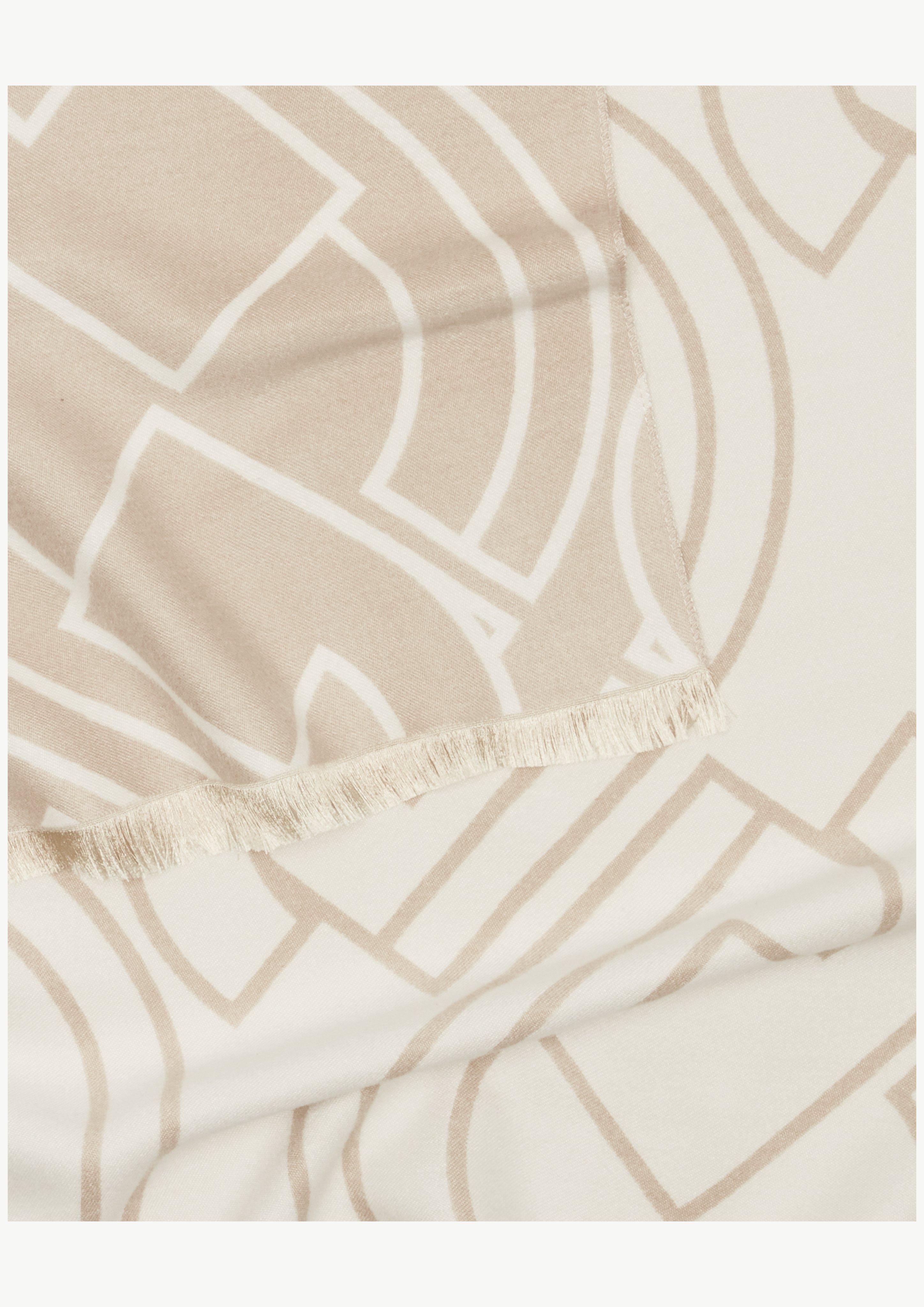 Jacquard-Schal mit Fransen - beige
