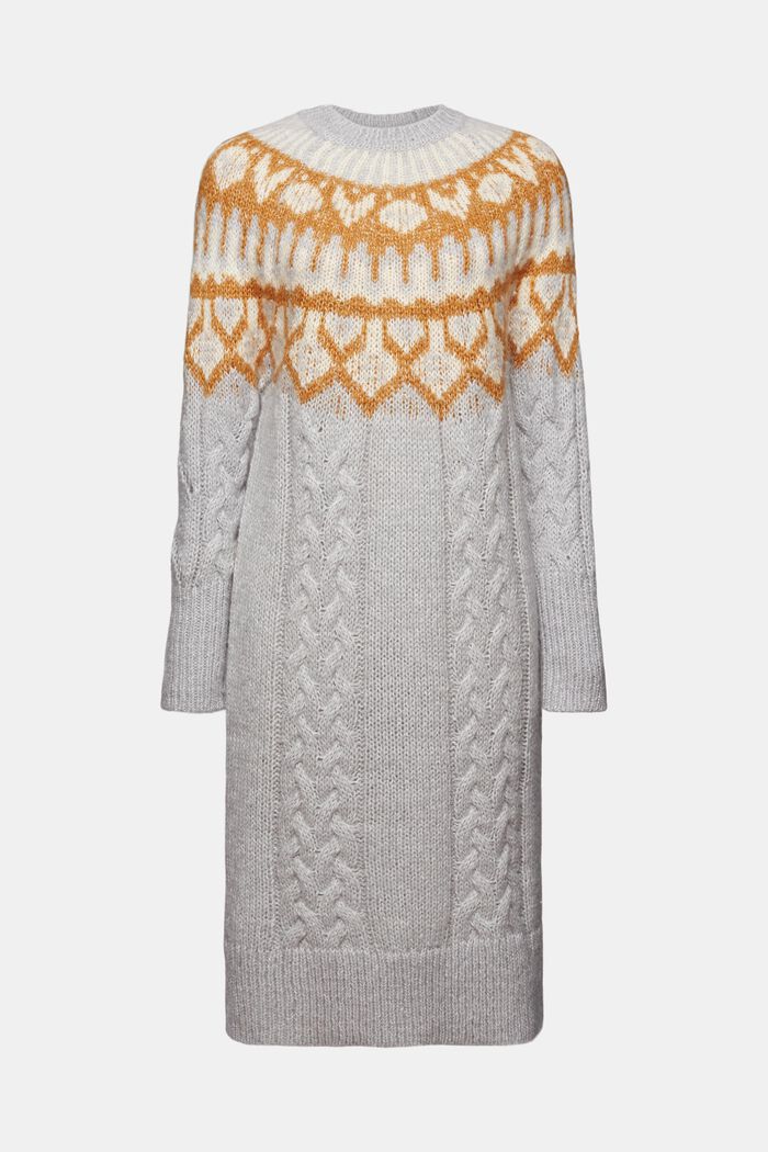Jacquard-Pulloverkleid aus Zopfstrick