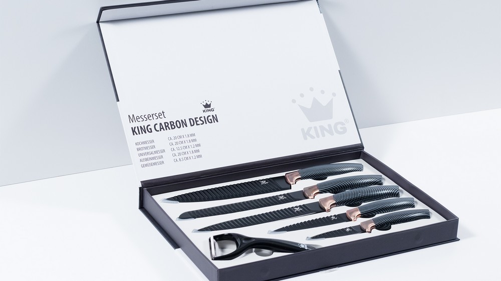 KING Messerset Carbon Design 5 Messer im Set inkl. gratis Schäler
