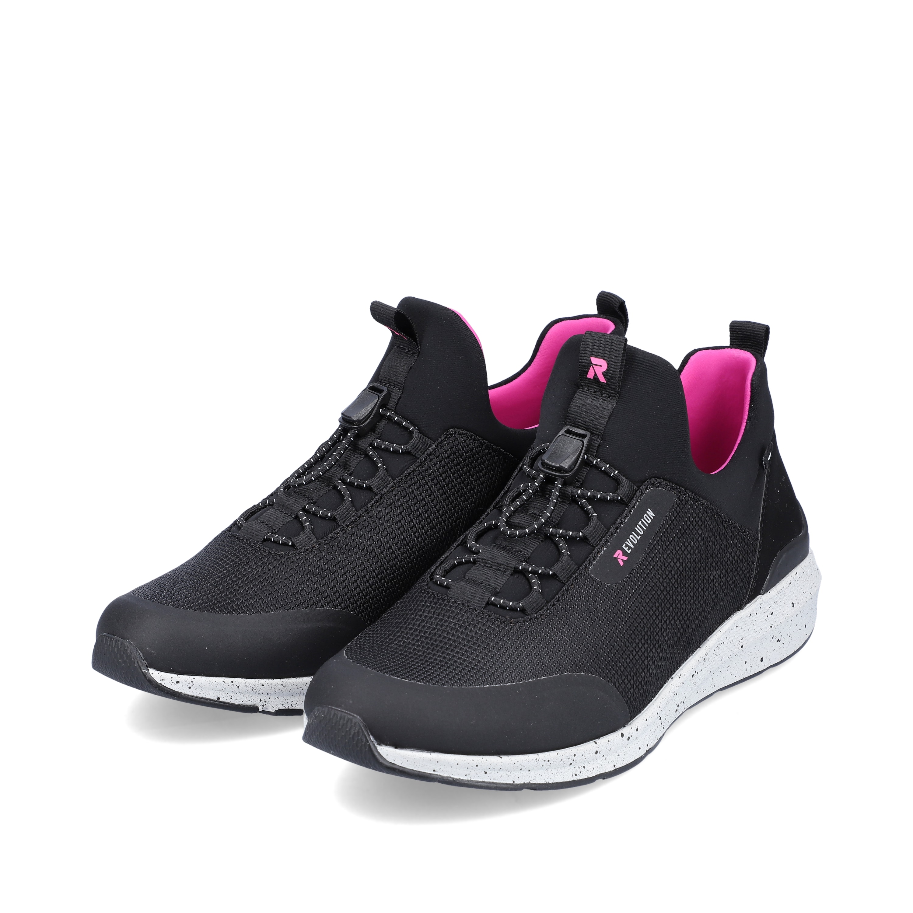 Rieker Damen Slipper urban-black flamingo-pink