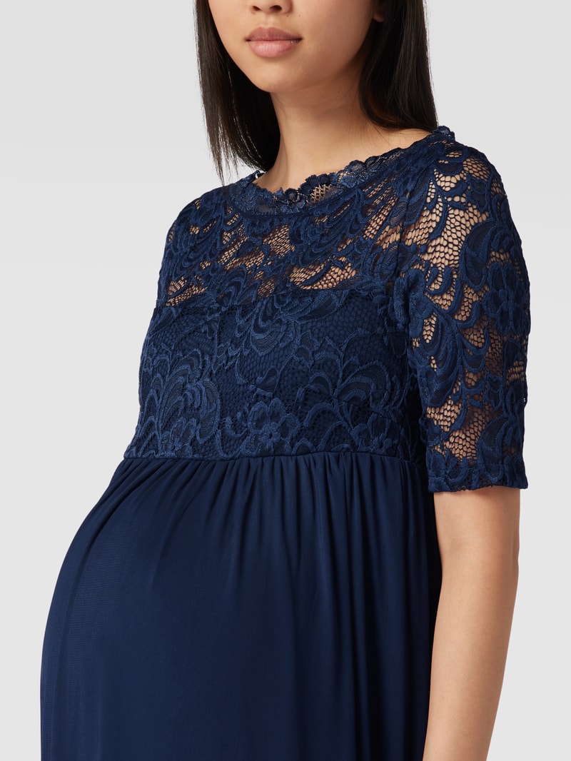 Umstands-Maxikleid mit floraler Spitze in marineblau