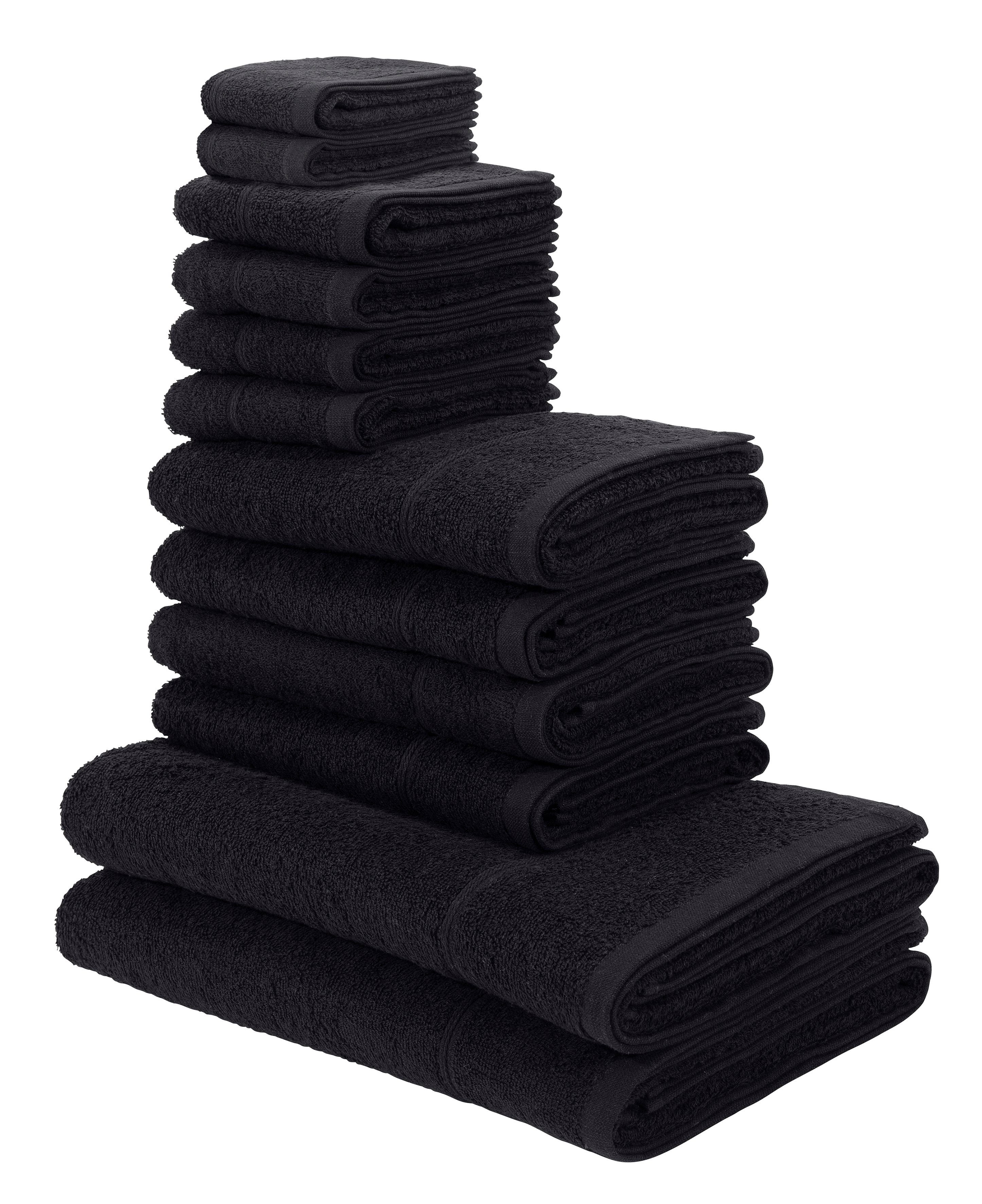 my home Handtuch Set Sanremo, Frottier, (Set, 12-tlg), Handtücher mit Bordüre, einfarbiges Handtuch-Set aus 100% Baumwolle