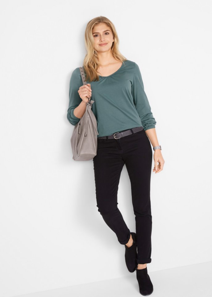Baumwoll Langarmshirt mit Gummizug