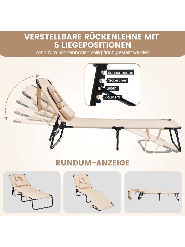 COSTWAY Sonnenliege mit Gesichtsöffnung in Beige günstig kaufen onesize