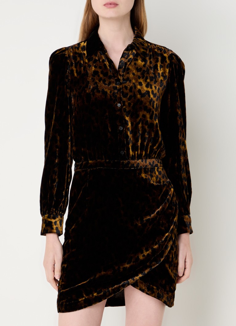 Rochie scurtă Rulipe de la Zadig & Voltaire din catifea cu imprimeu leopard