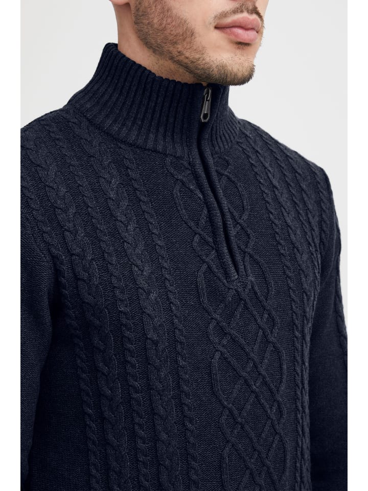 11 Project Troyer PRJamelien 21301059-ME  Zopfstrick Pullover mit Troyer in Blau günstig kaufen
