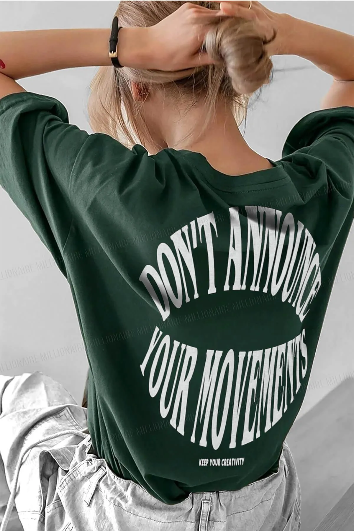 Teenage Millionaire  Dont Announce Grünes, übergroßes Salas Boyfriend-Damen-T-Shirt