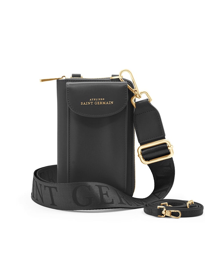 ATELIERS SAINT GERMAIN Leder-Handytasche in Schwarz - (B)15 x (H)8 x (T)2 cm günstig kaufen onesize