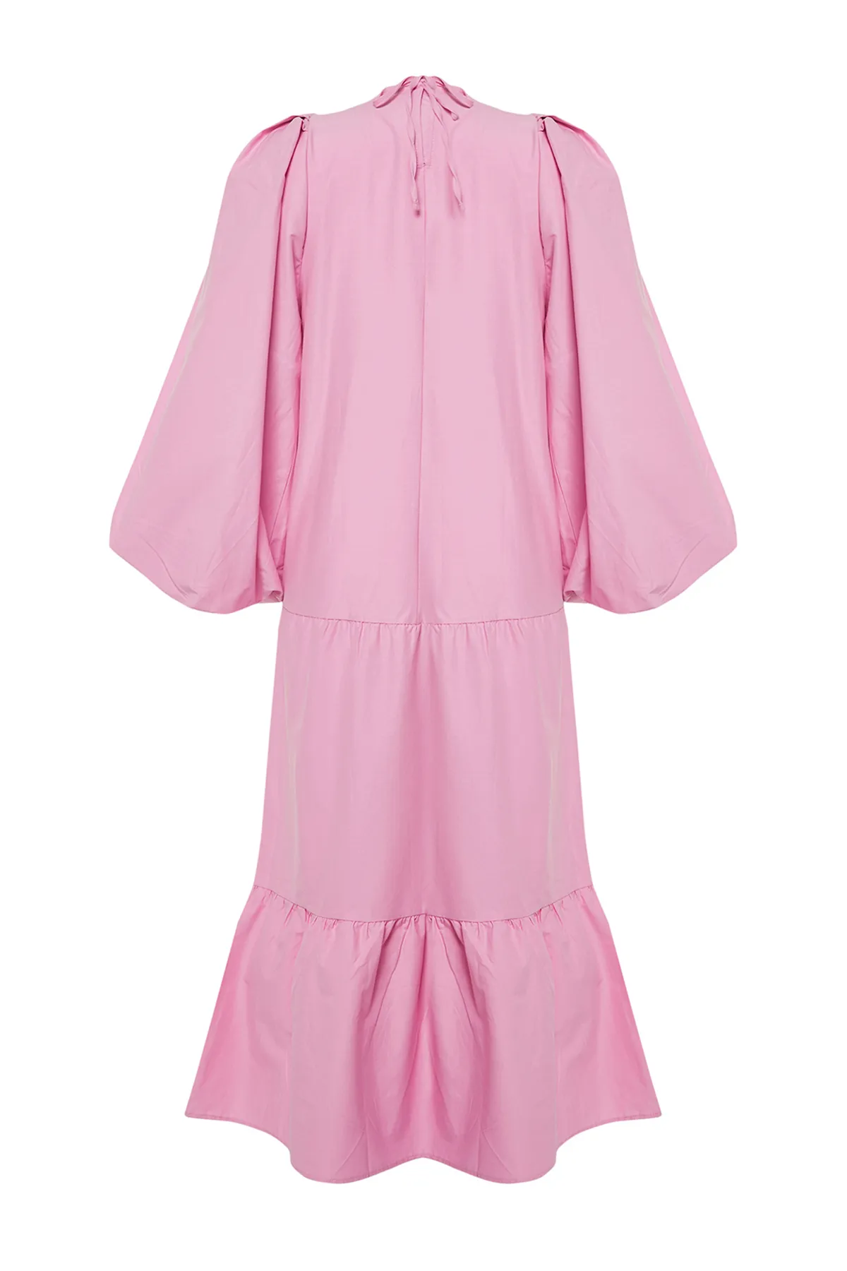Trendyol Modest  Mehrlagiges, gewebtes Kleid aus Baumwolle mit Ballonärmeln in Rosa TCTSS24EB00070