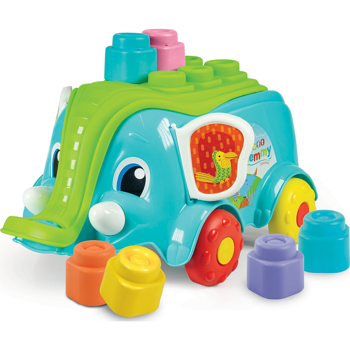 Clemmy - Baby-Elephant, Soft-Bausteine-Wagen