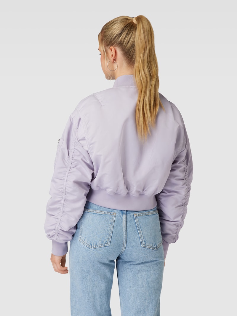 Bomberjacke mit Label-Stitching in flieder