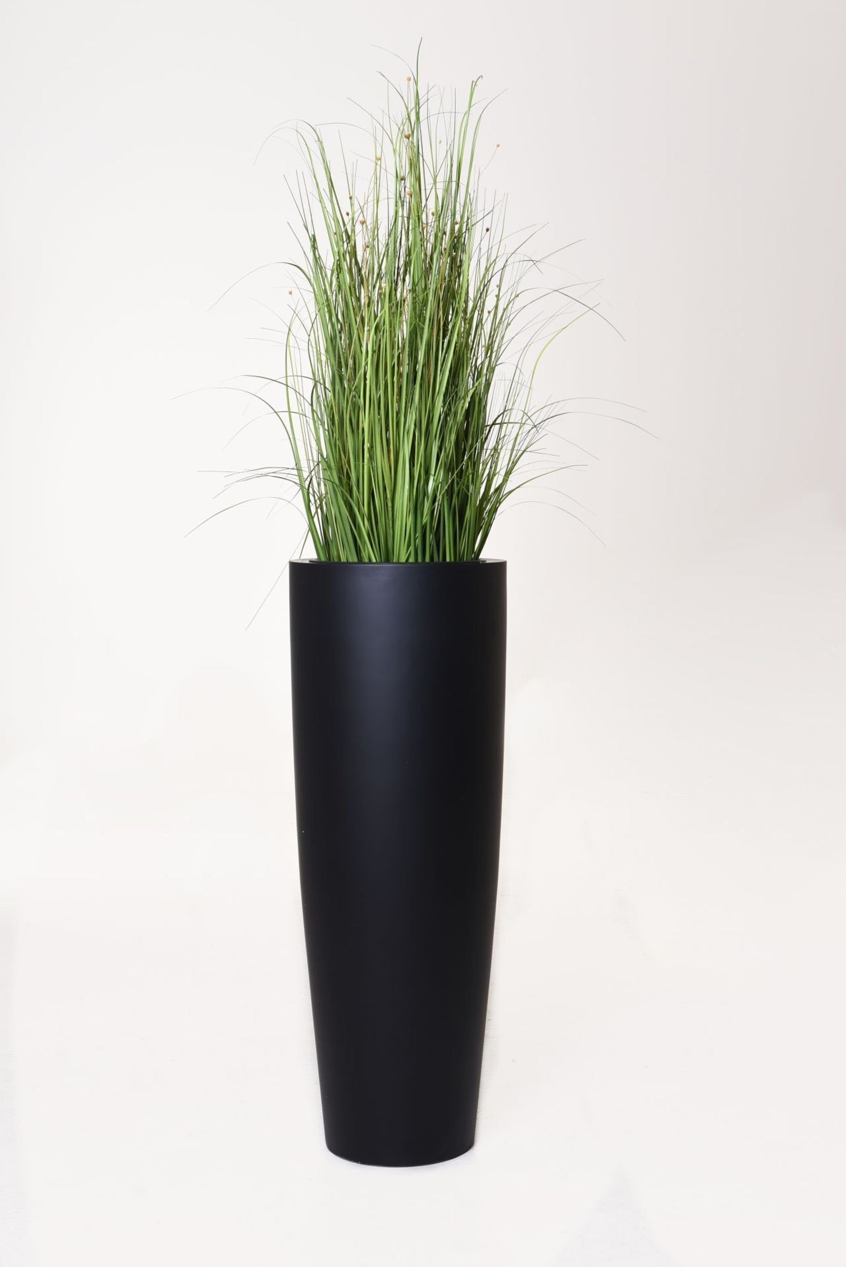 VIVANNO Pflanzkübel Pflanzkübel Pflanzgefäß Fiberglas PILA Schwarz - 37x100 cm