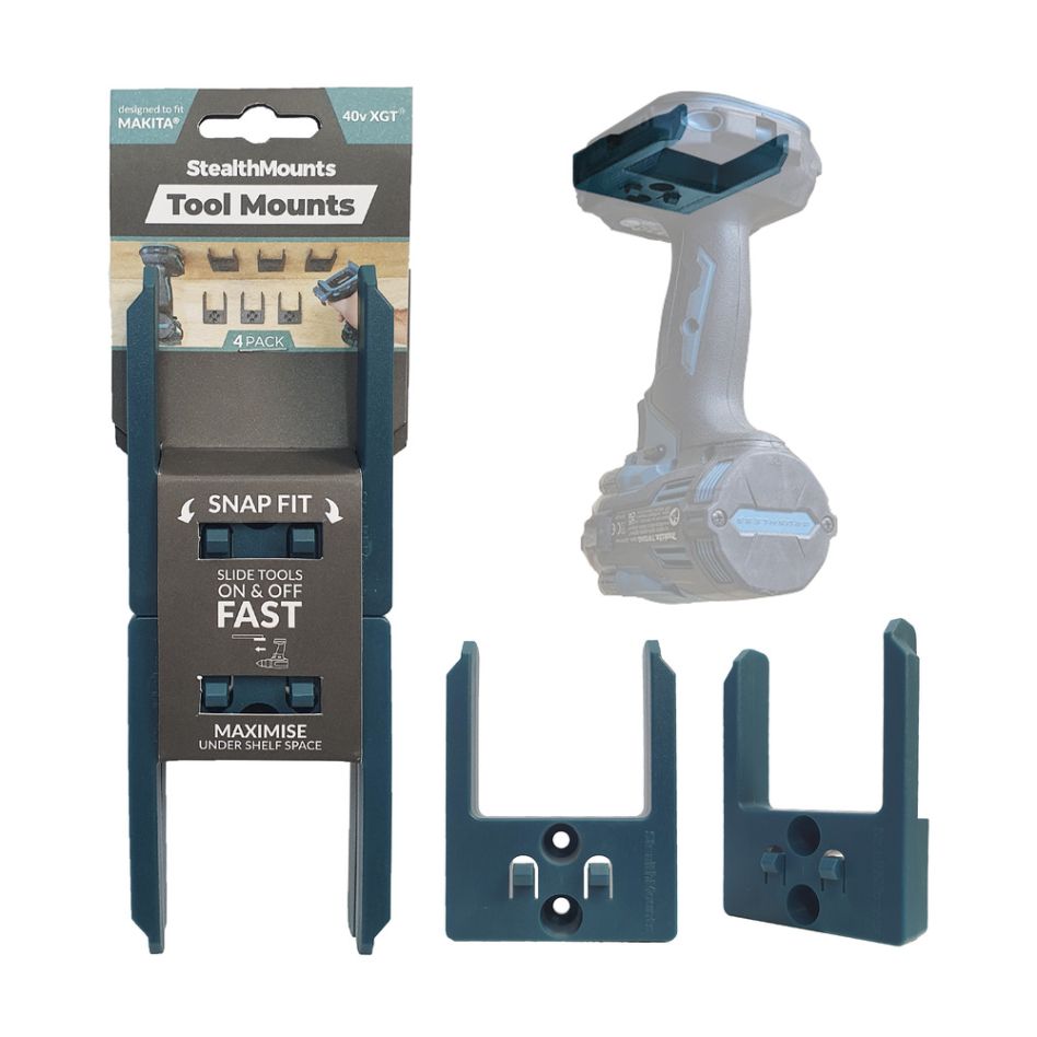 StealthMounts TM-MK40-BLU-4 Blauwe gereedschaphouders voor Makita 40v XGT (4 Pack)