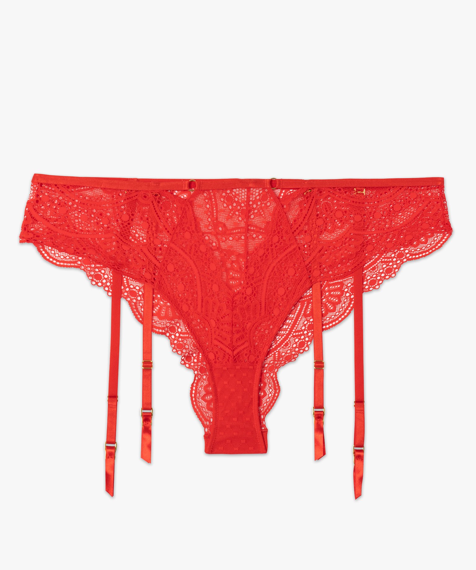 Tanga femme grande taille en dentelle avec porte-jarretelles... rouge | GEMO