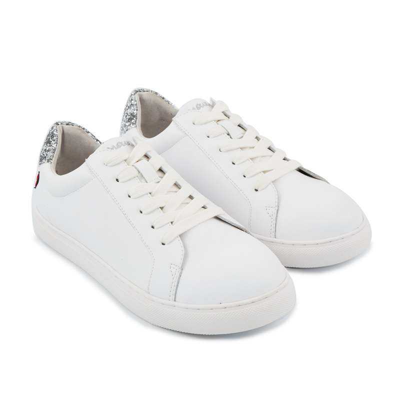 Baskets en cuir Simone petit amour glitter argent