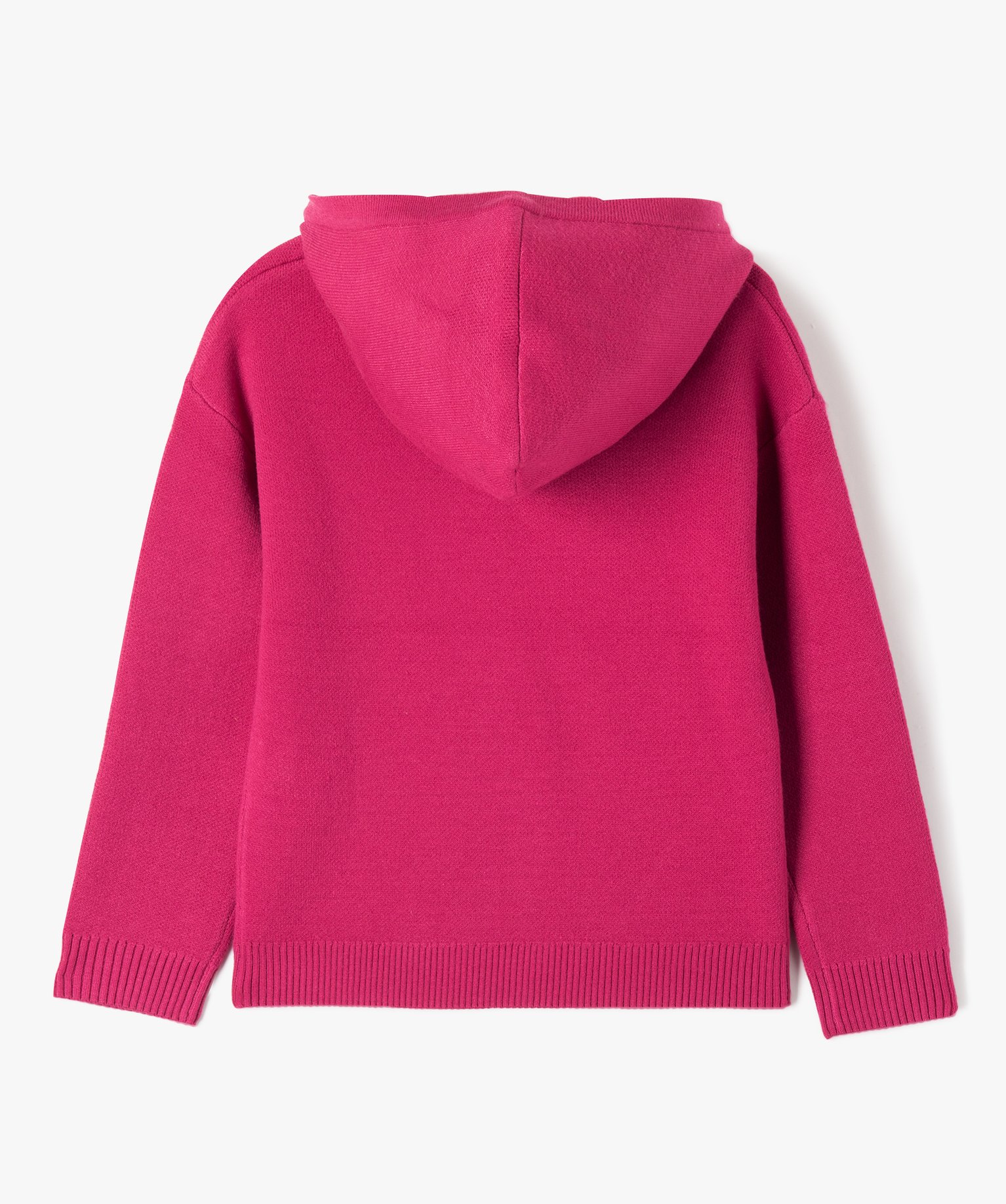 Pull fille à capuche avec rayures pailletées rose | GEMO