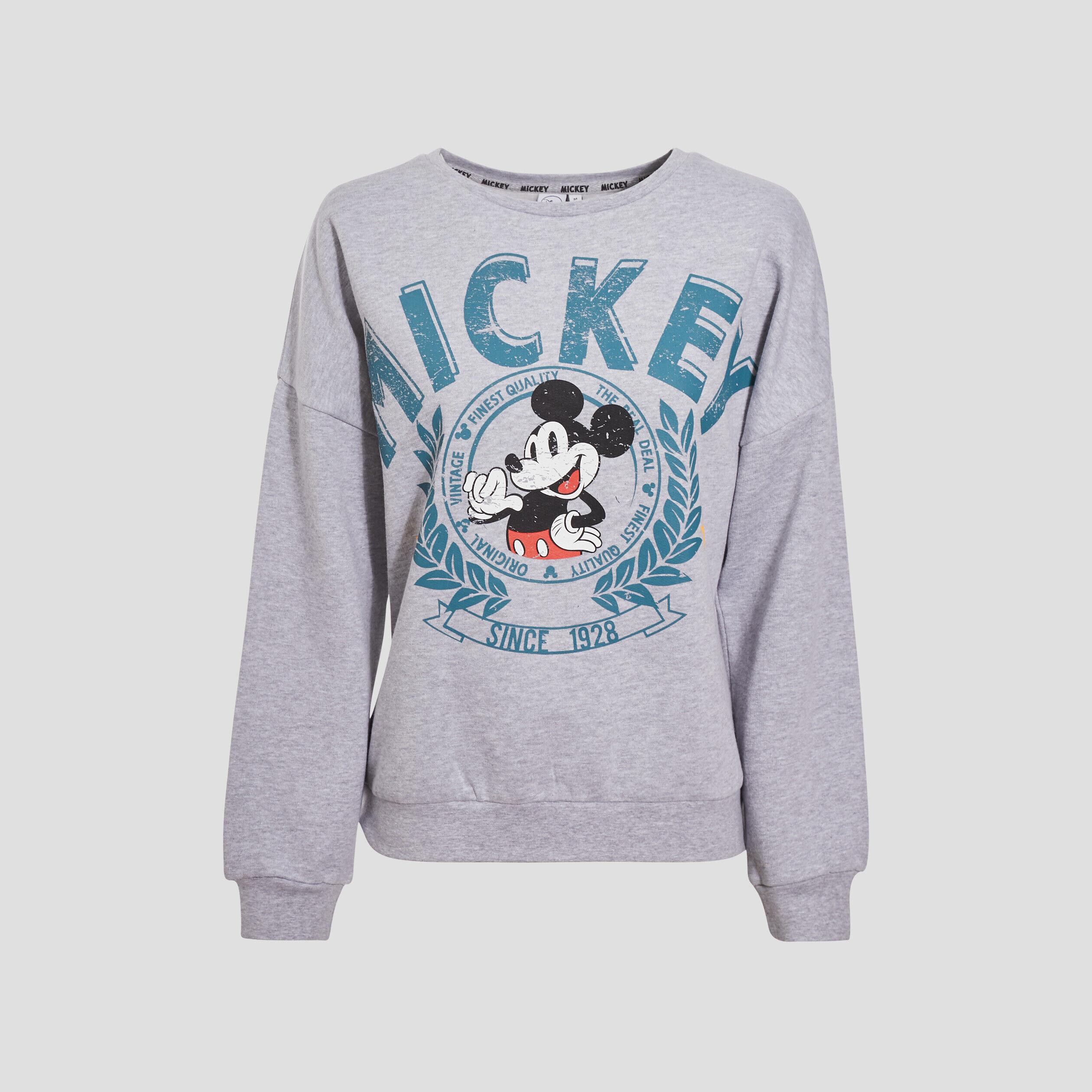 Sweat manches longues Mickey gris clair femme | Cache Cache