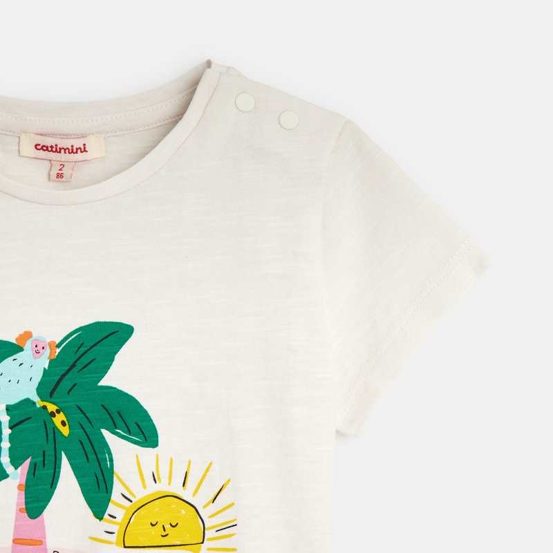 T-shirt bébé fille blanc imprimé exotique Catimini