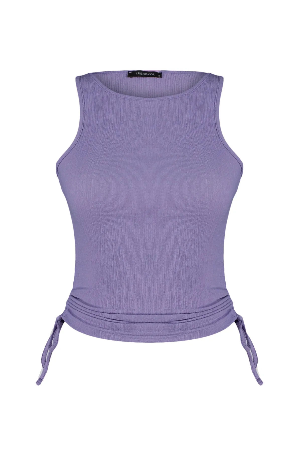 Trendyol Collection  Lilafarbene, detaillierte Strickbluse aus faltigem Stoff THMSS22BZ1016