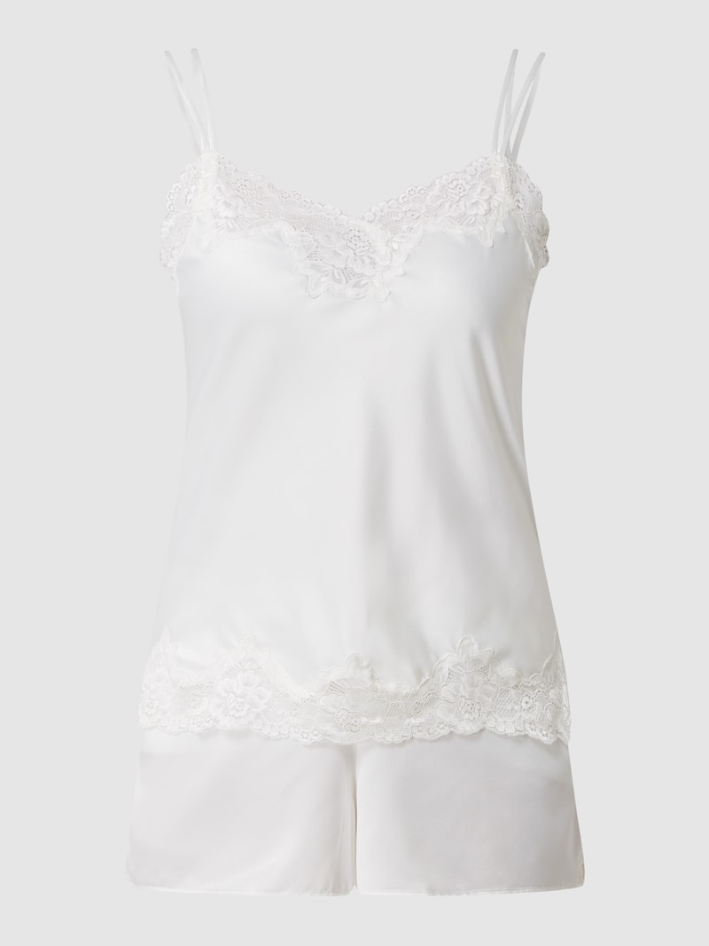 Pyjama mit Spitzenbesatz in offwhite