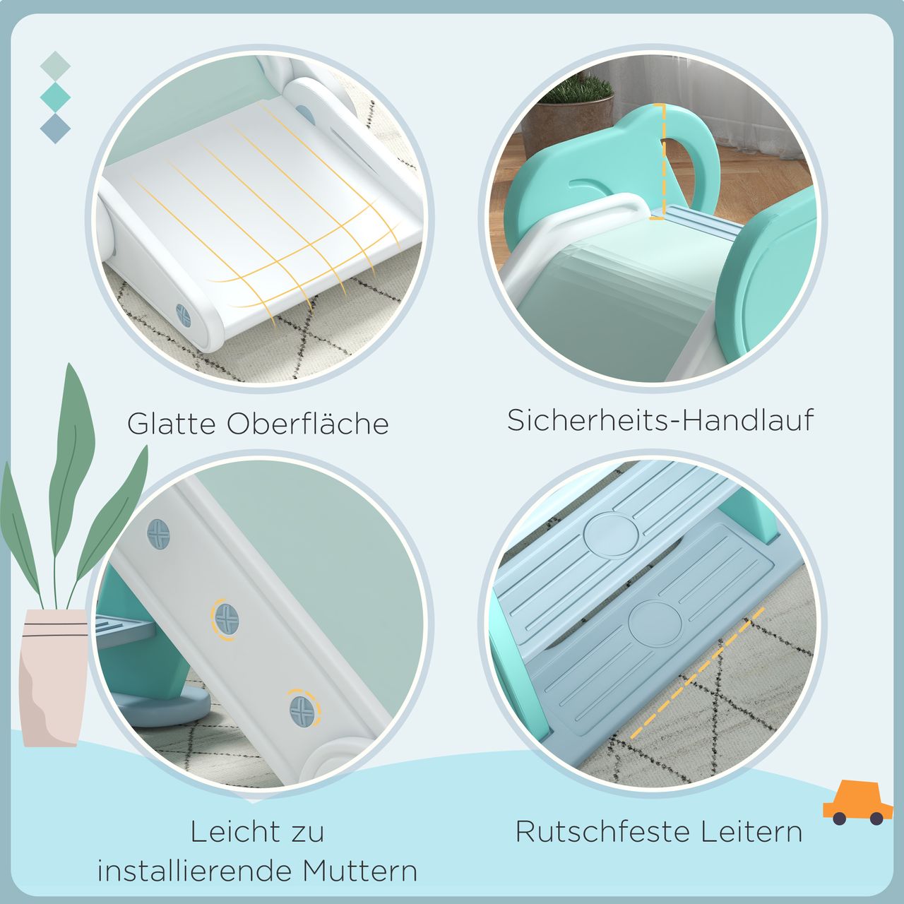 AIYAPLAY Kinderrutsche Rutschbahn Gartenrutsche für Kinder 1,5 bis 3 Jahre Grün
