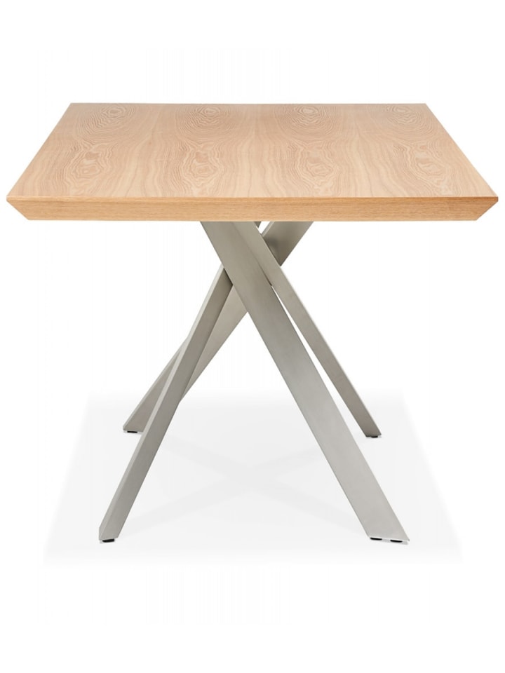 KADIMA DESIGN Esstisch aus Naturholz und Metall | Rechteckige Tischplatte in Beige-Grau günstig kaufen onesize