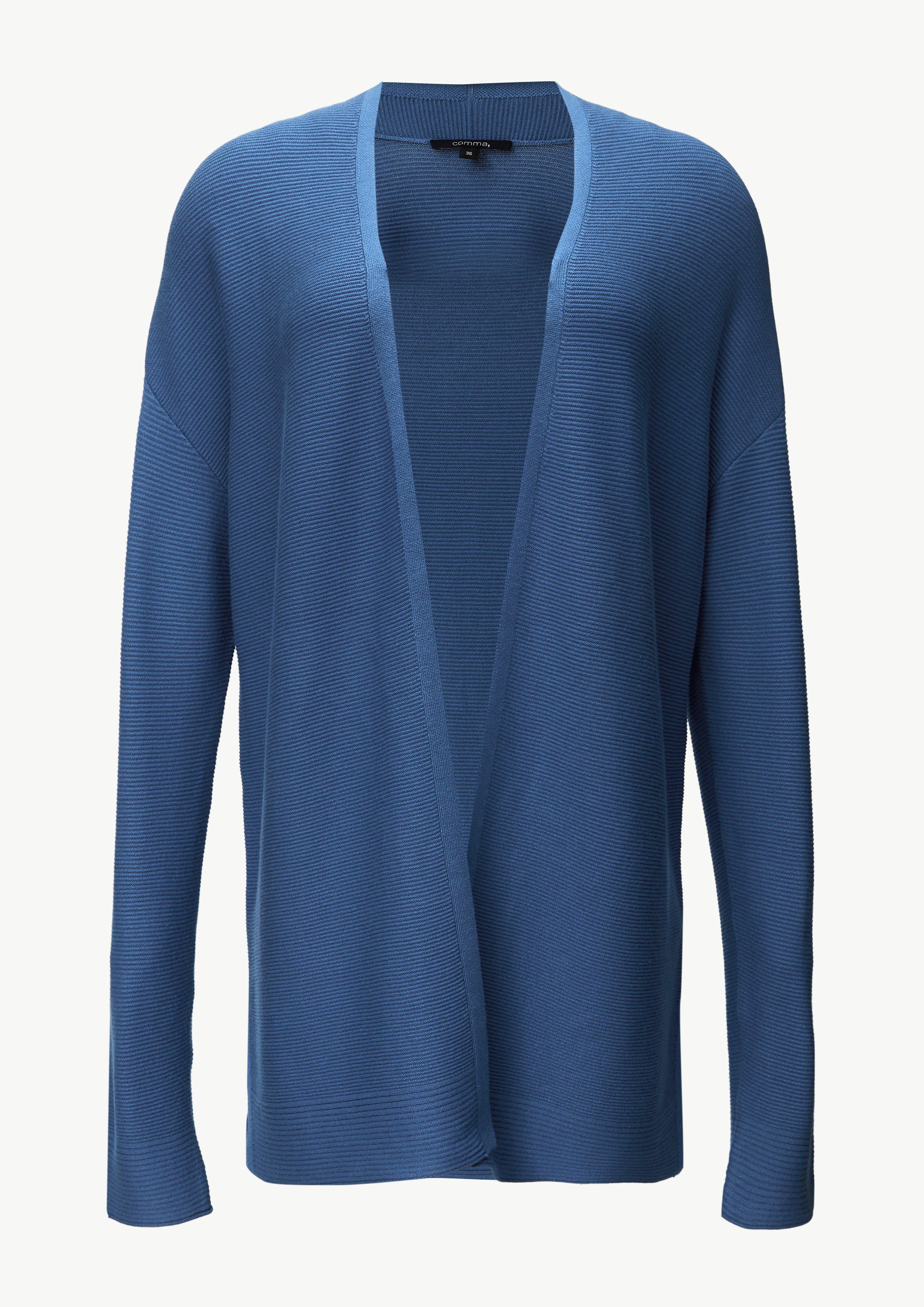 Gerippte Strickjacke im Relaxed Fit - blau