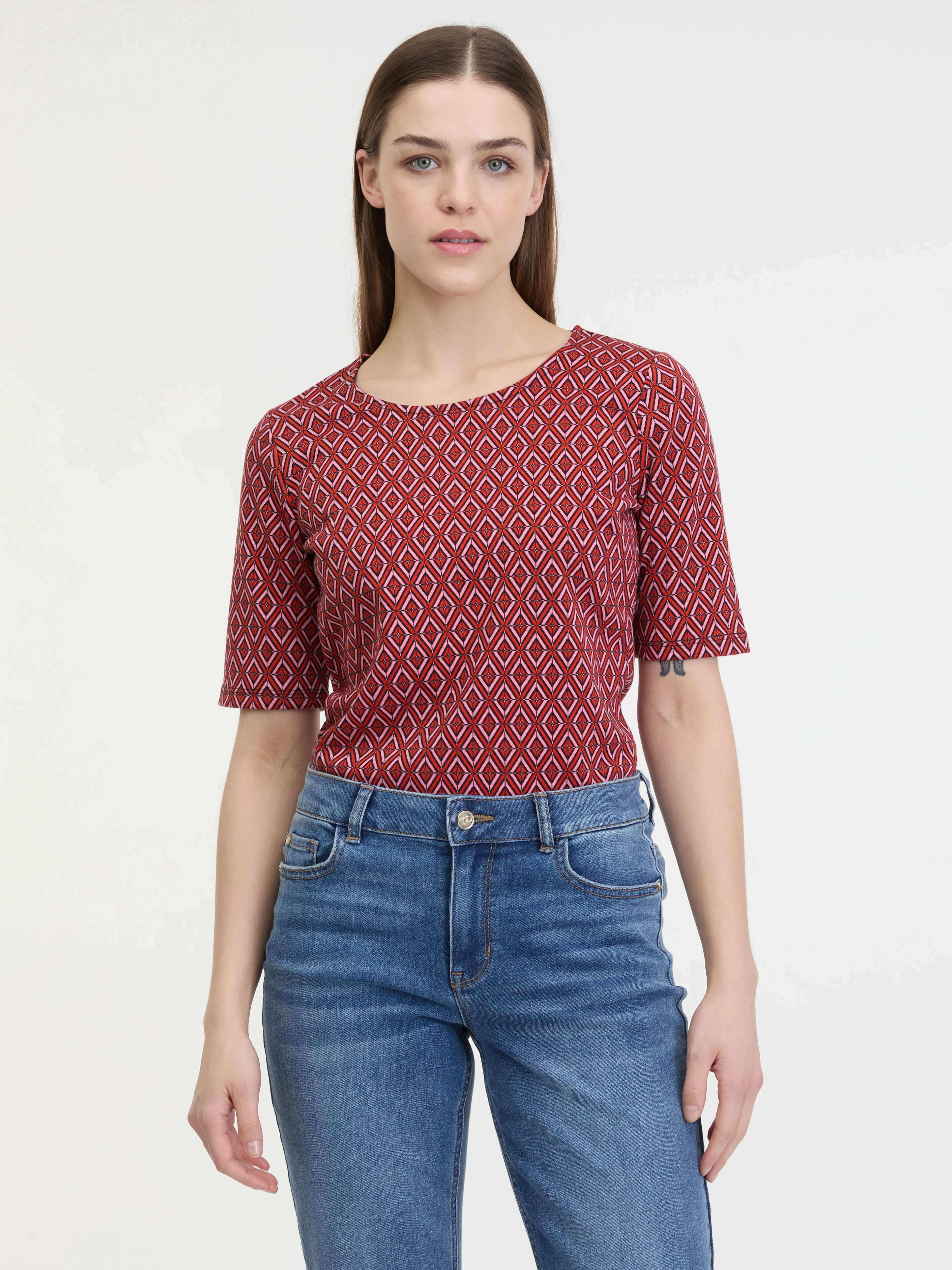 Rotes gemustertes Damen T-Shirt ORSAY