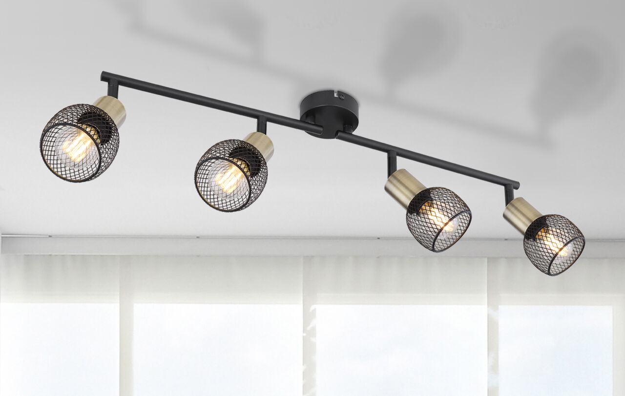 Globo Lighting - FIASTRA - Strahler Metall schwarz matt, 4x E14