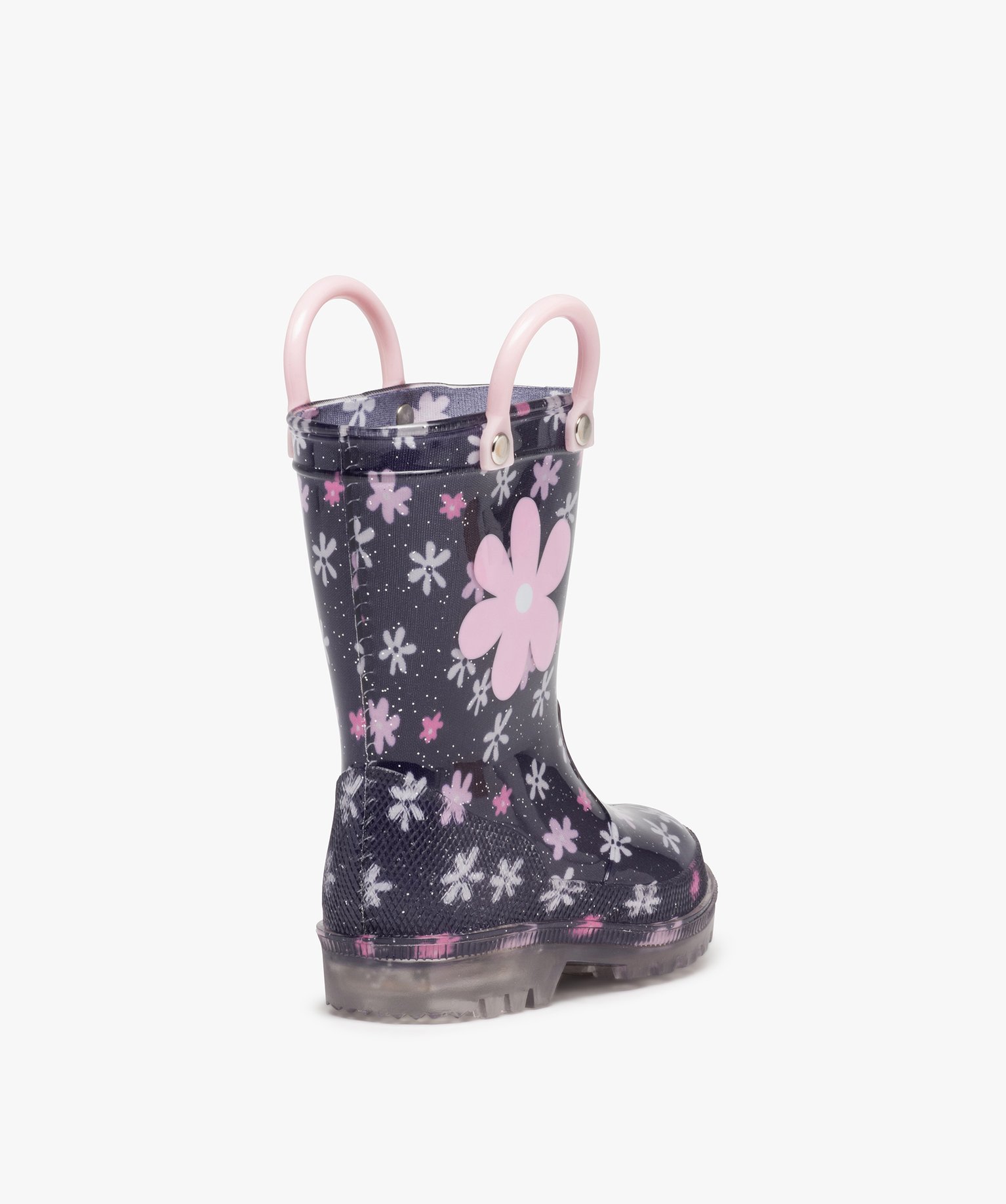 Bottes de pluie bébé fille à anses et semelle lumineuse marine | GEMO