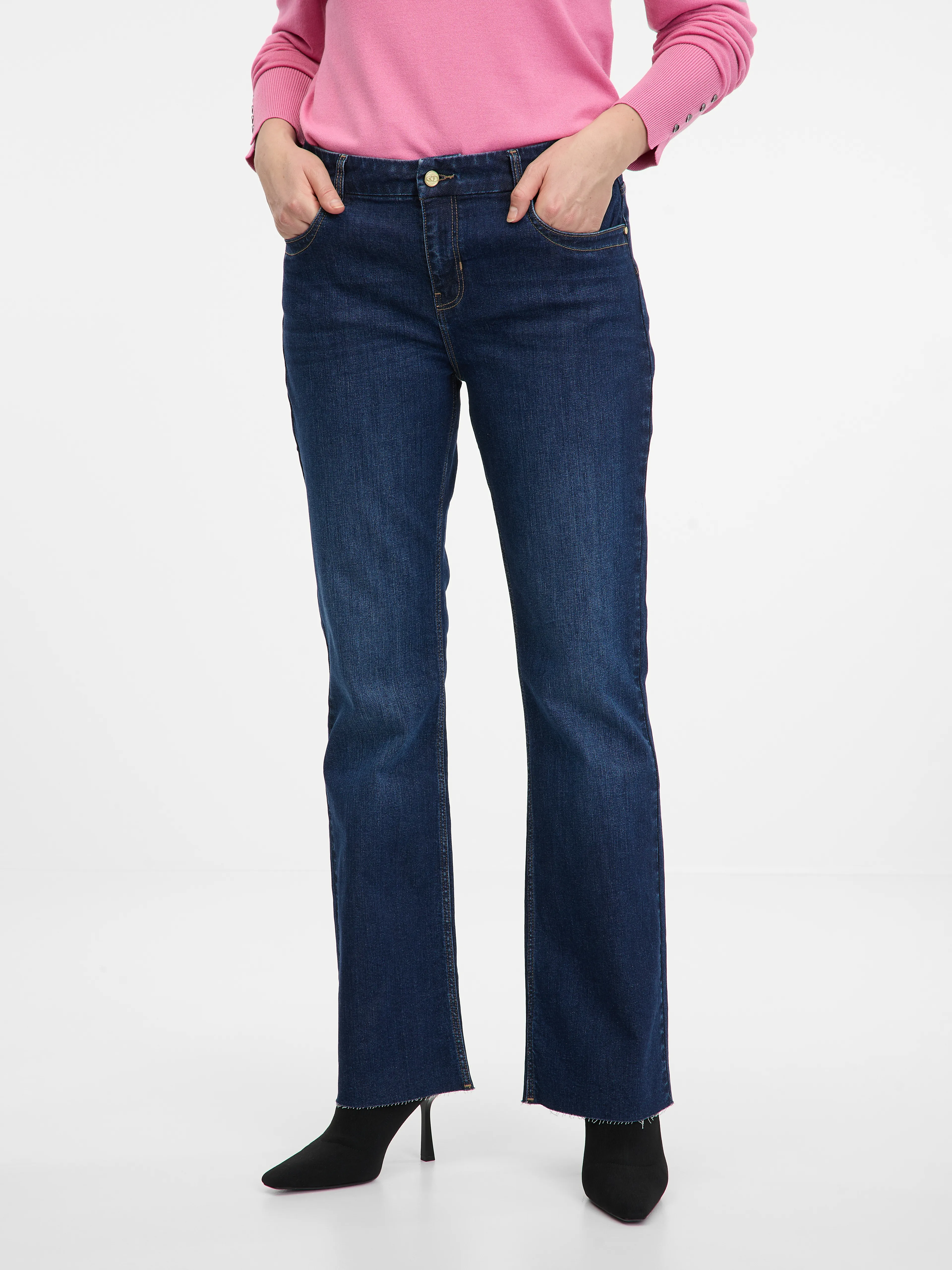 Dunkelblaue Damen-Bootcut-Jeans ORSAY