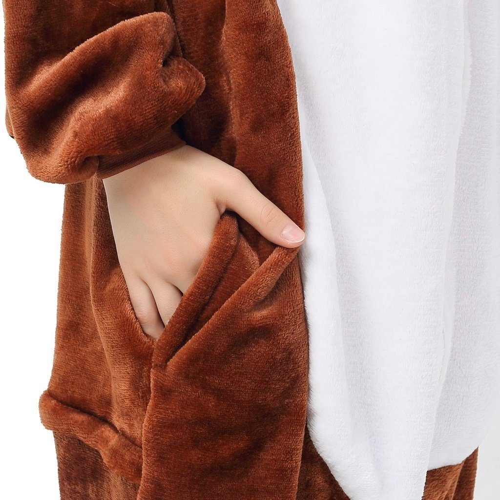 Katara Partyanzug Waldtiere Jumpsuit Kostüm Onesie Overall Erwachsene S-XL, Bär, Biene, Eule, Eichhörnchen, Fuchs, Fledermaus, Rentier, Maus, Igel