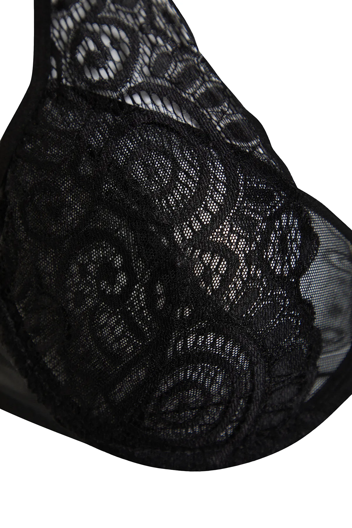 Trendyol Collection  Schwarzer T-Shirt-BH mit Spitzentülldetail und Seilträgern, kappenlos, Strick-BH THMSS24SU00058
