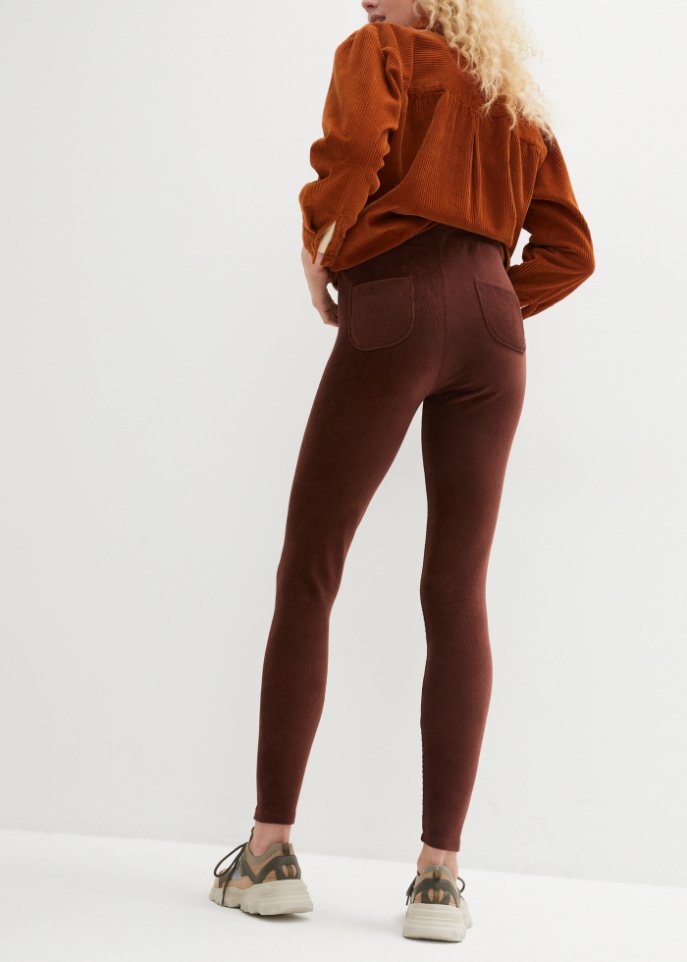 Feincord-Leggings mit breitem Komfortbund