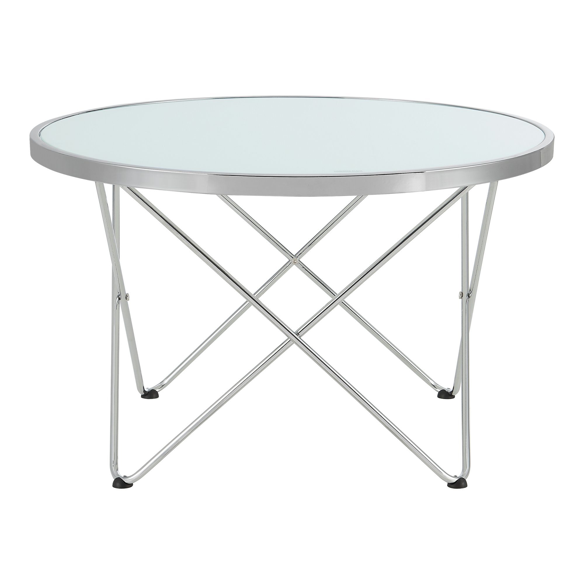 en.casa Couchtisch, Nikkeby Beistelltisch 80x50cm rund Metall Glas Milchglasoptik