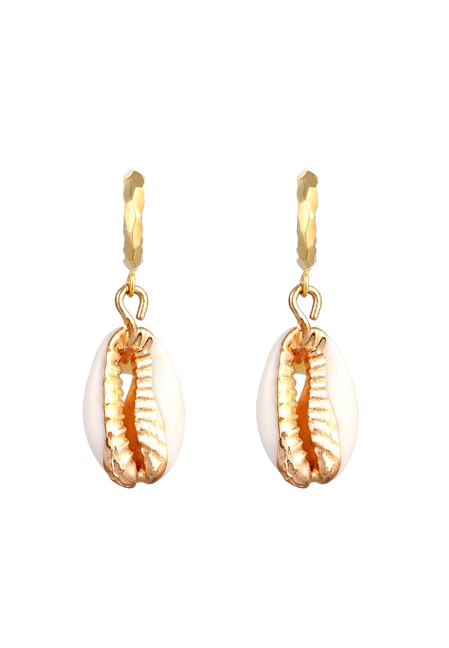 Elli Creole Kauri Shell Beach nyári trendi tengerész fülbevaló nőknek - (925/1000 ezüst) aranyozott