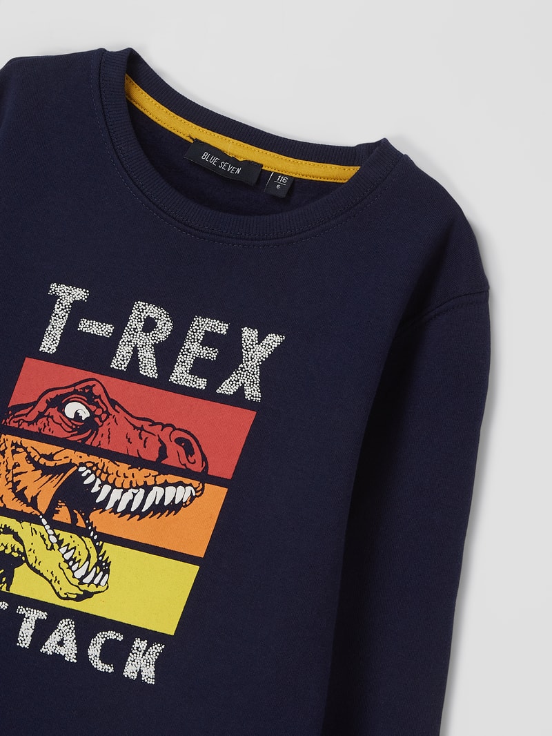 Sweatshirt mit Dino-Print in marineblau