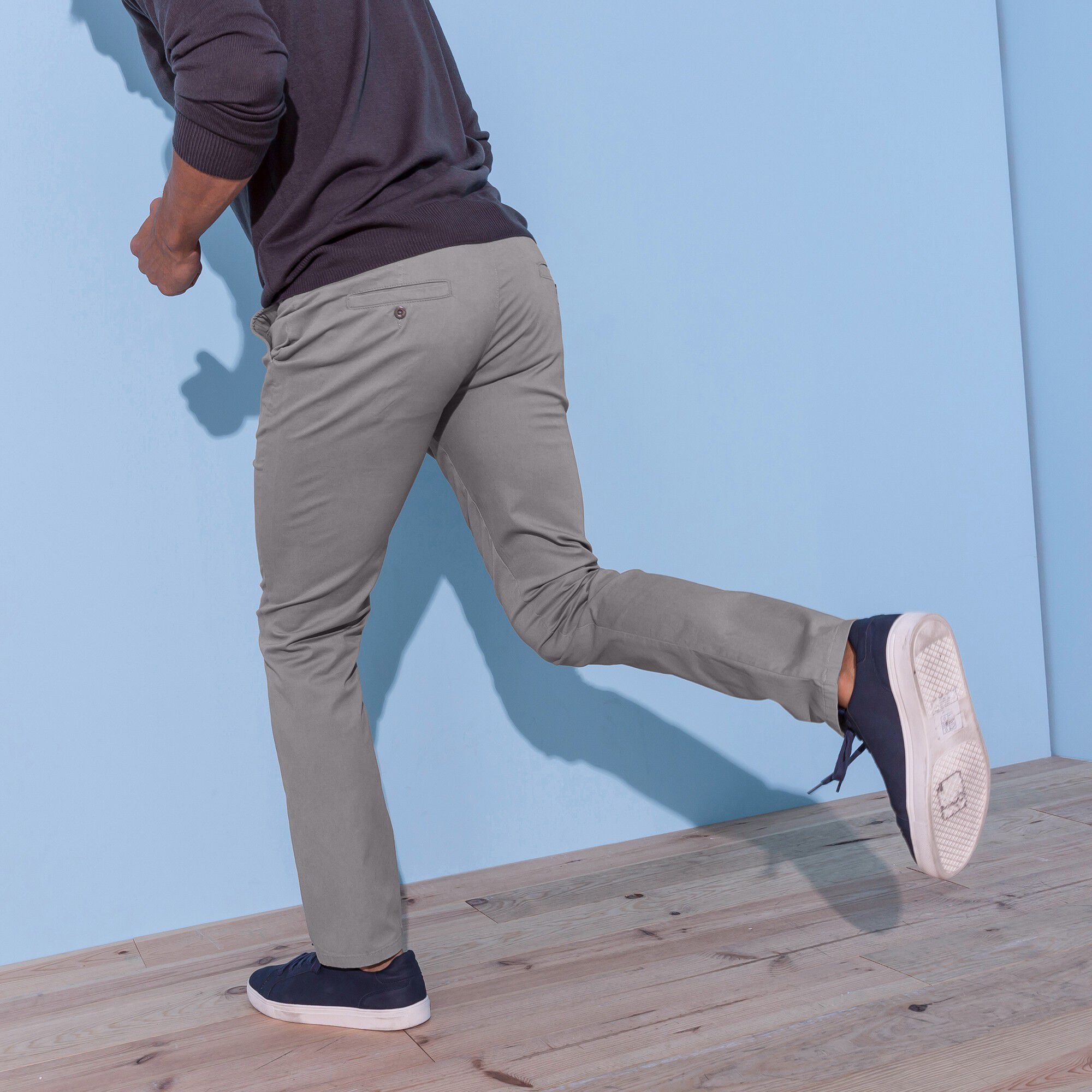Pantalon chino uni sergé stretch grand confort