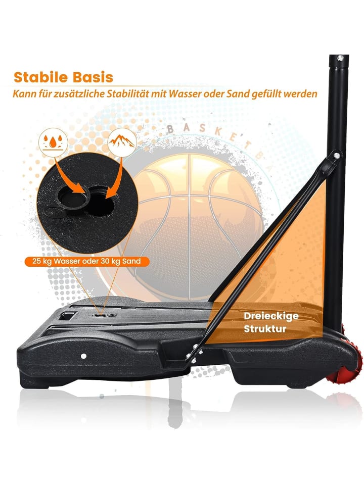 COSTWAY Basketballständer in Schwarz günstig kaufen 70 cm
