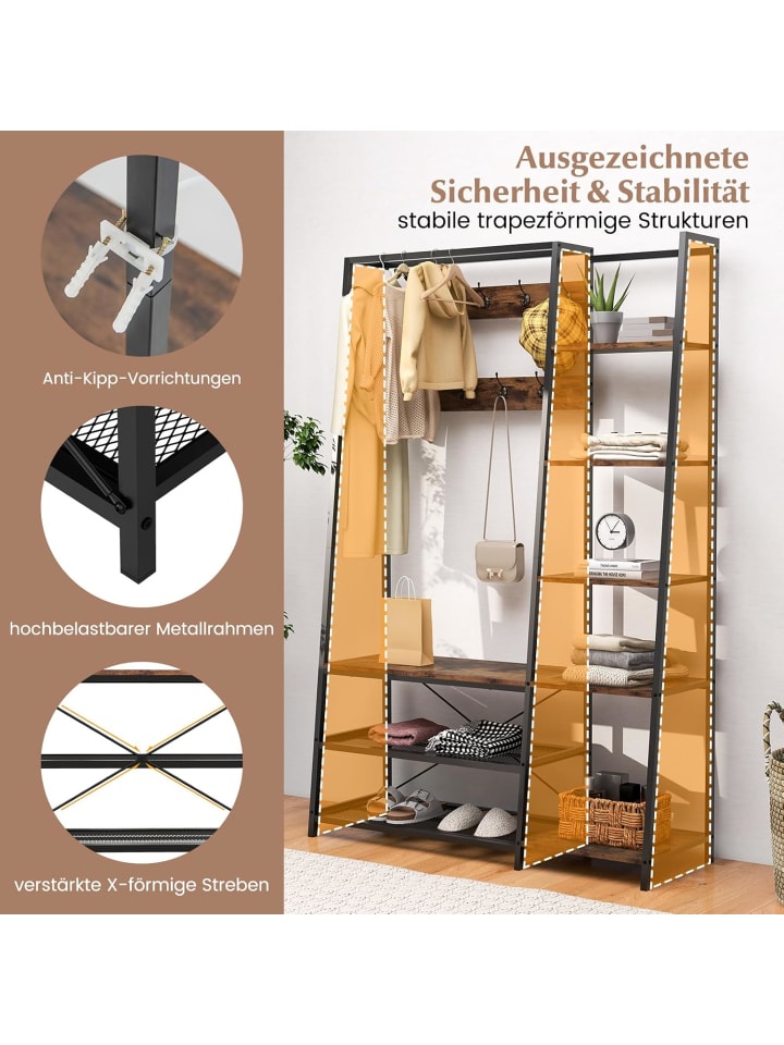 COSTWAY Garderobenständer 118x40x180cm in Schwarz günstig kaufen onesize