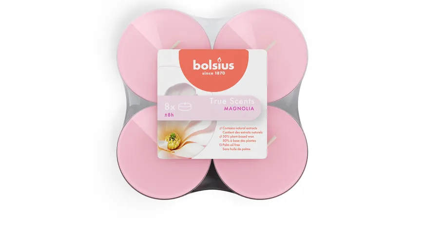 bolsius Maxi-Teelichte True Scents 8h 8er Pack Magnolie Magnolie