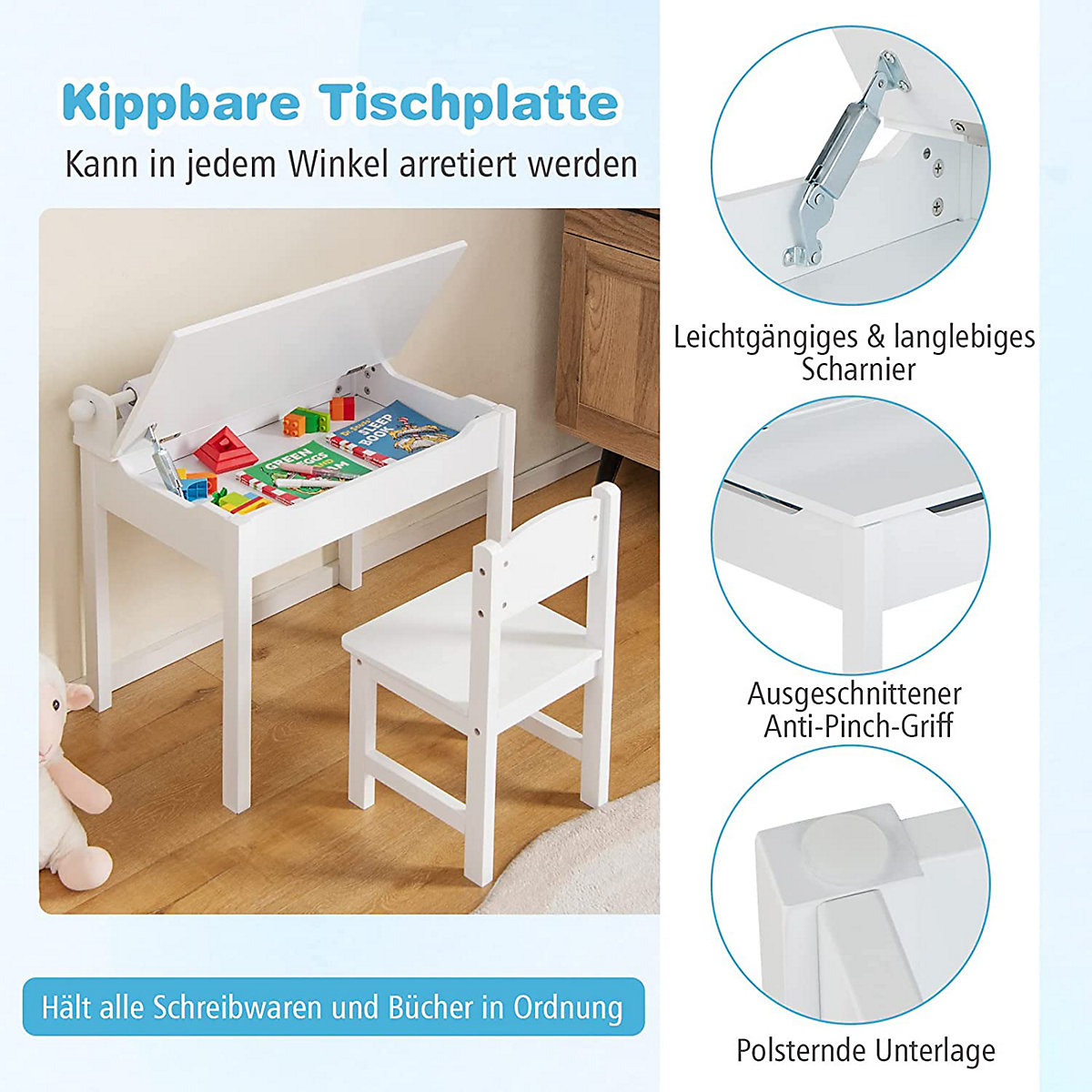 Sitzgruppe Schreibtisch mit Stuhl & Zeichenpapier