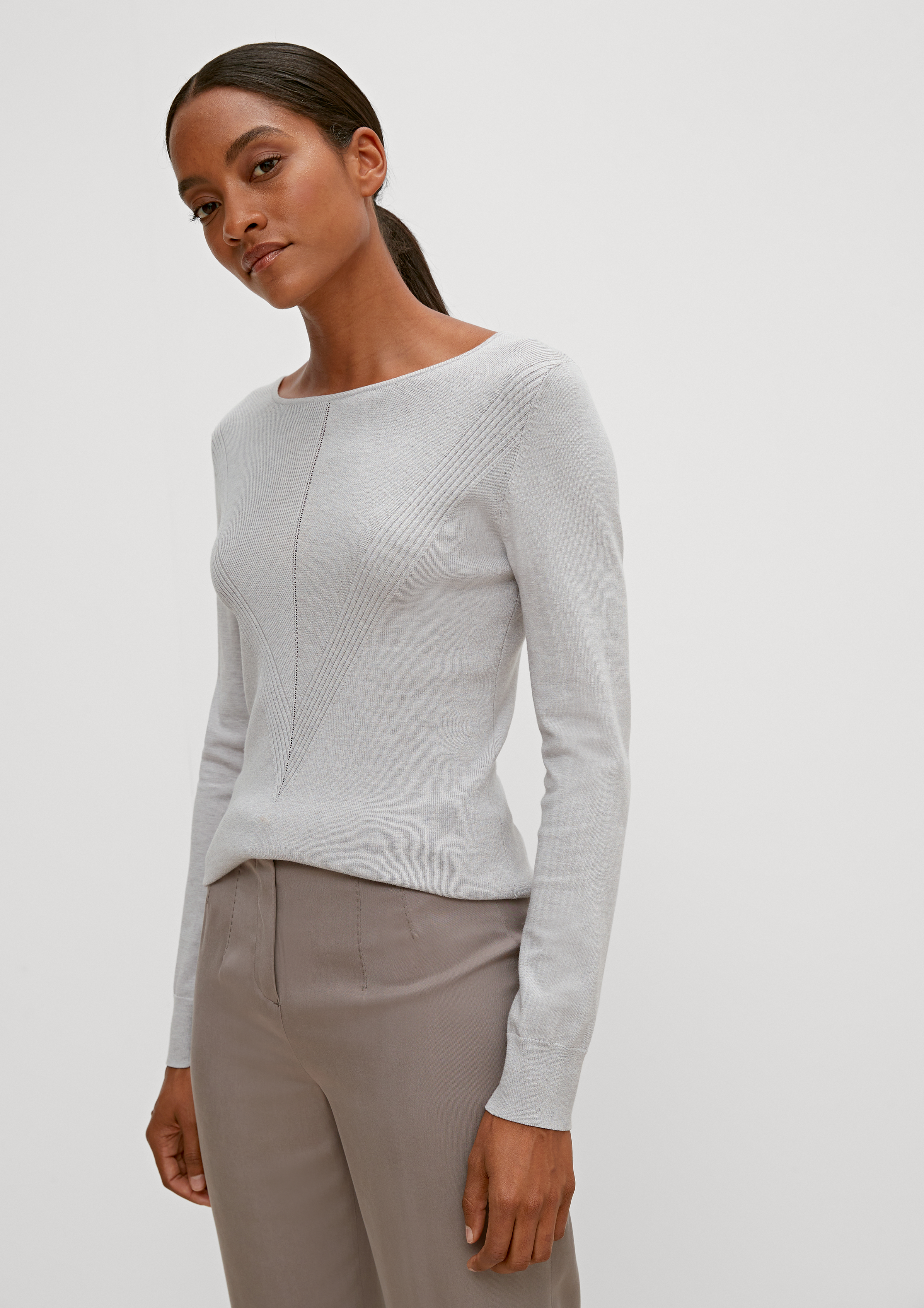 Pullover mit Strukturmuster - helles beige