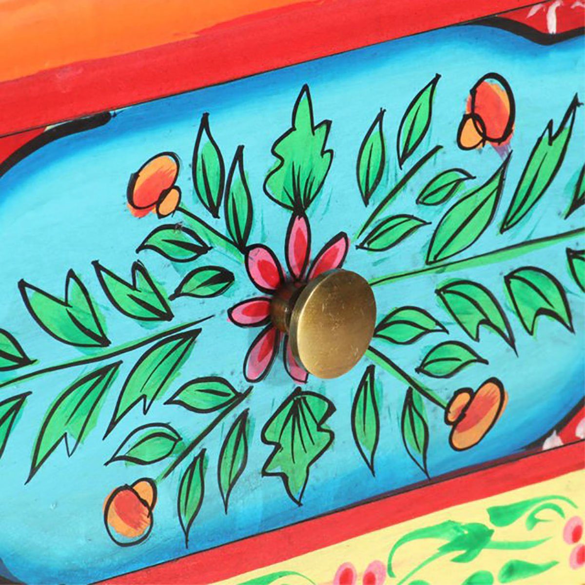 DOTMALL Tischsitz Handbemalter Konsolentisch 80x35x75 cm, massive Mango