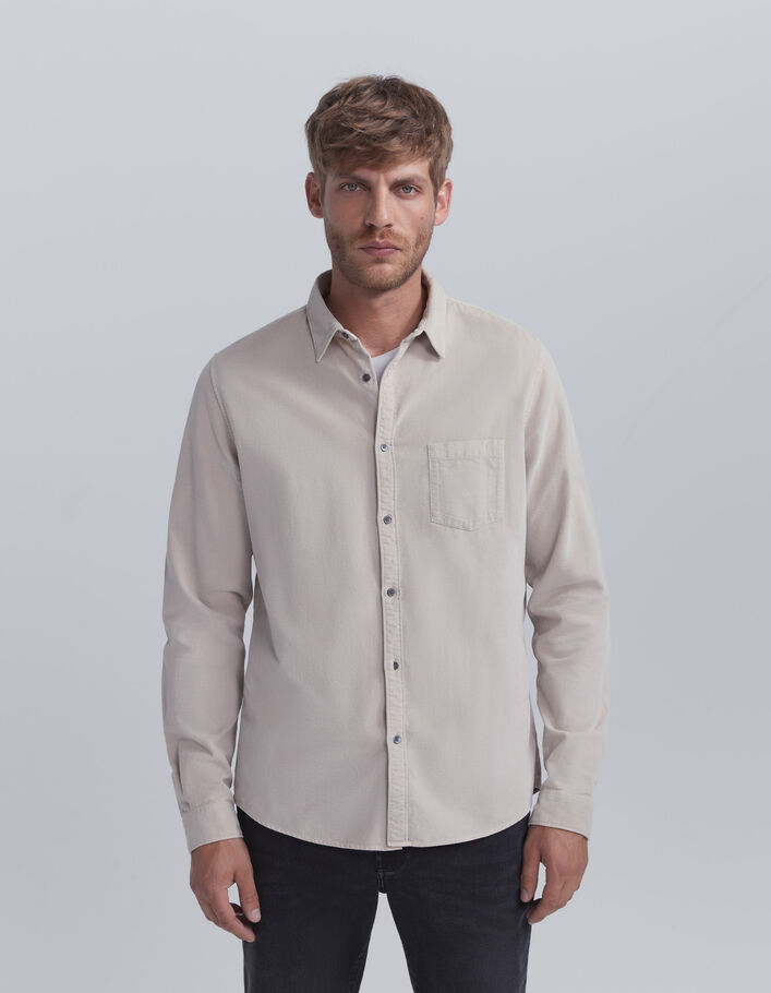 Chemise REGULAR grise en velours milleraies Homme