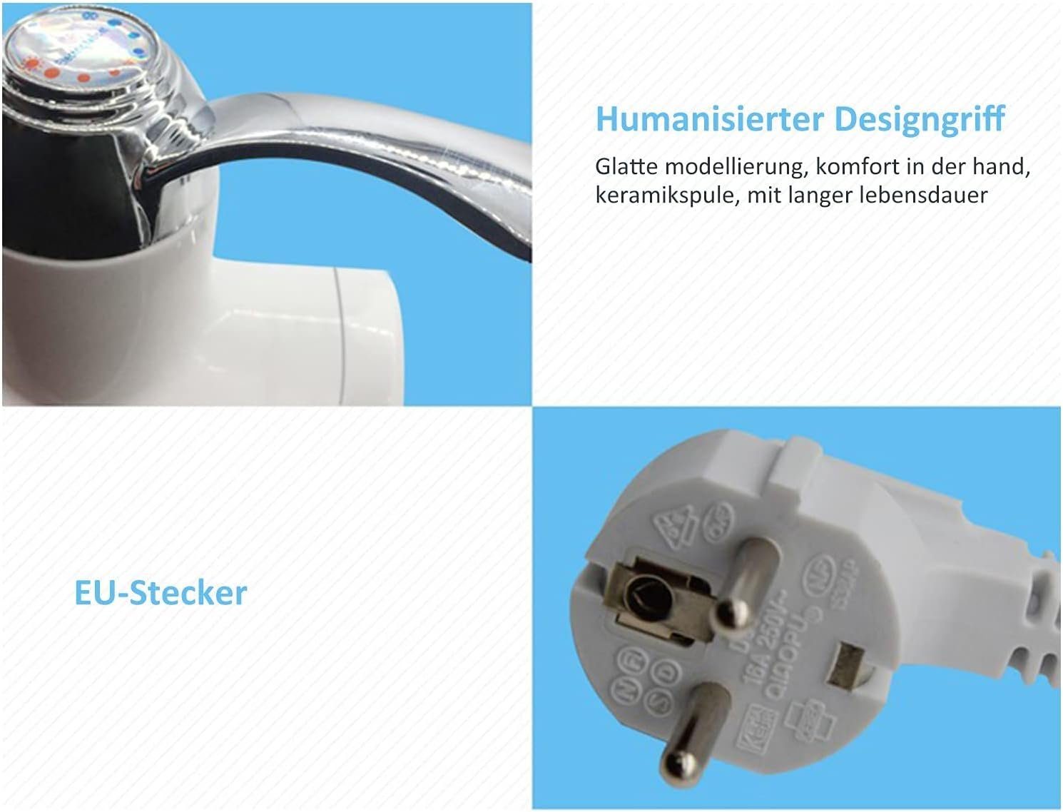 Daskoo Durchlauferhitzer Elektrisch Temperaturanzeige einstellbar schwenkbar Wasserhähnen, max 60,00 °C, Temperaturanzeige 50-60 ℃,IPX4 Küchenarmatur