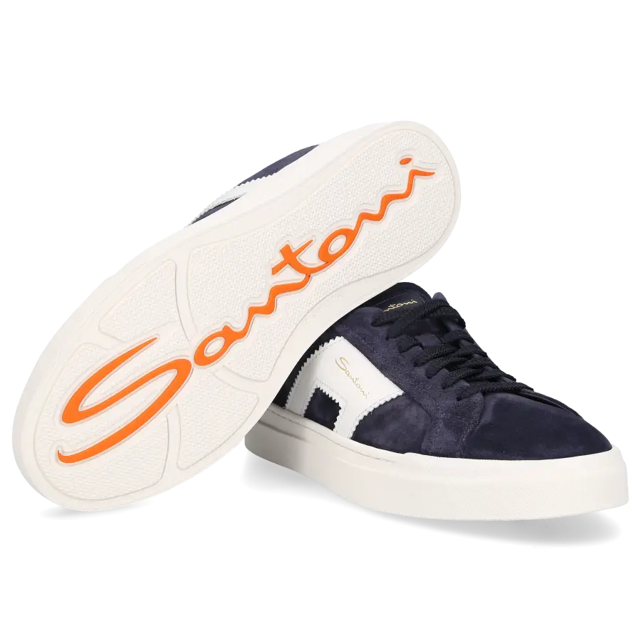 Santoni - Sneaker low DOUBLE BUCKLE Veloursleder - blau