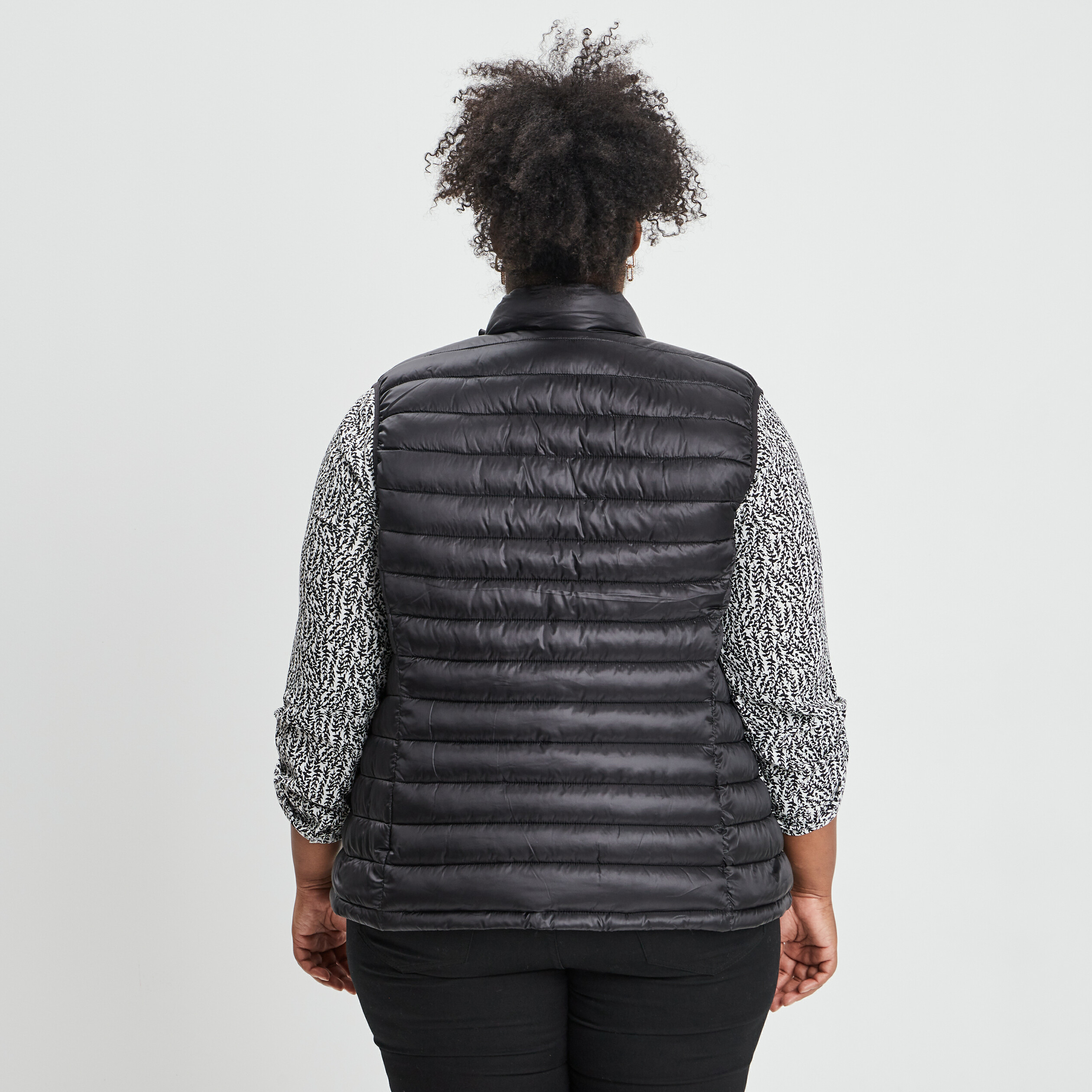 Doudoune légère droite sans manches noir femme grande taille | La Halle