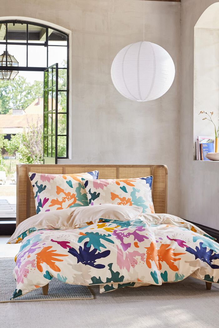 Satin-Bettwäsche-Set mit buntem Blumenmuster